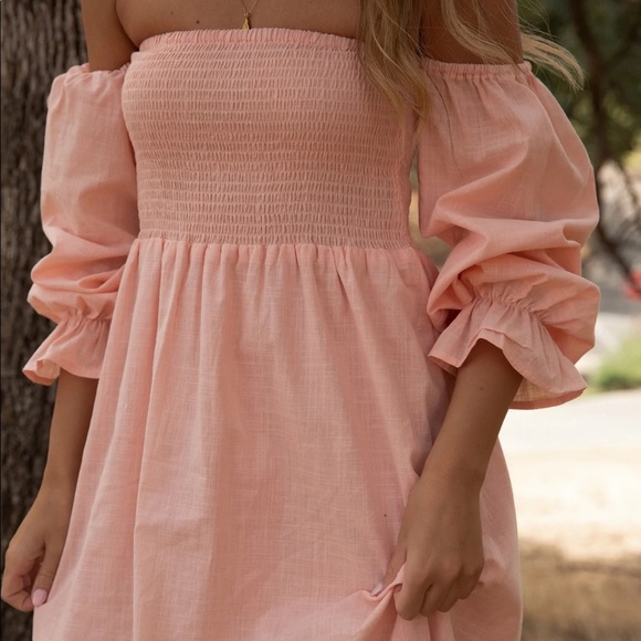 Christen Peach Linen Dress - Picture 7 of 16